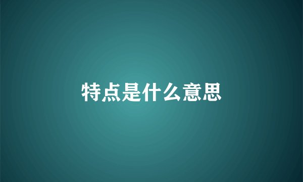 特点是什么意思