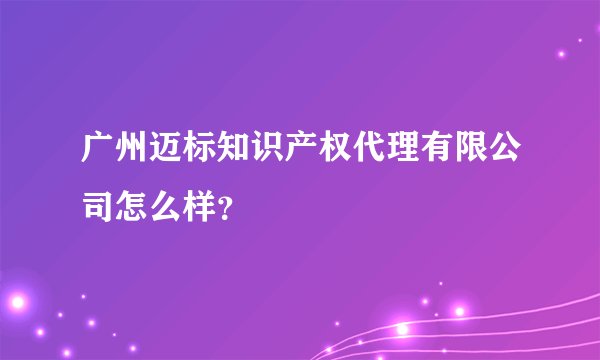 广州迈标知识产权代理有限公司怎么样？