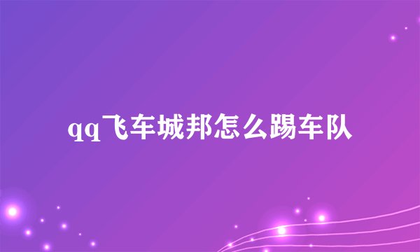 qq飞车城邦怎么踢车队