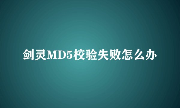 剑灵MD5校验失败怎么办