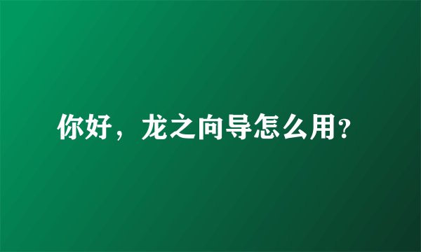 你好，龙之向导怎么用？