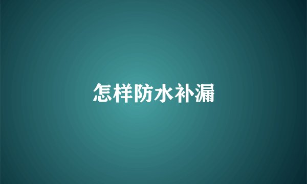 怎样防水补漏
