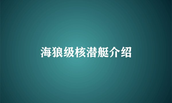 海狼级核潜艇介绍