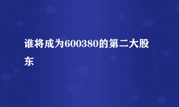 谁将成为600380的第二大股东
