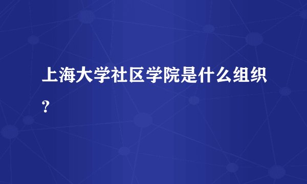 上海大学社区学院是什么组织？