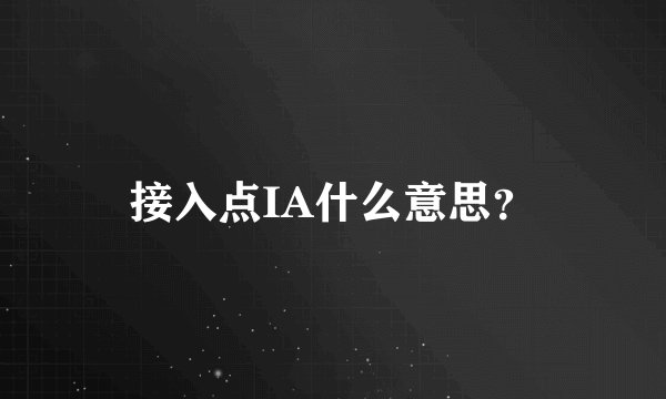 接入点IA什么意思？