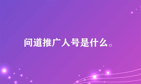 问道推广人号是什么。