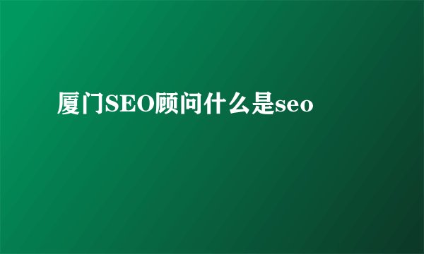 厦门SEO顾问什么是seo