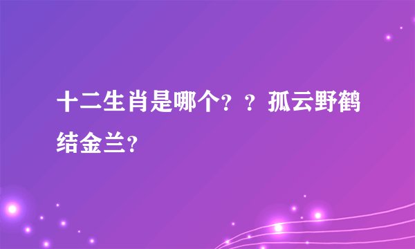 十二生肖是哪个？？孤云野鹤结金兰？