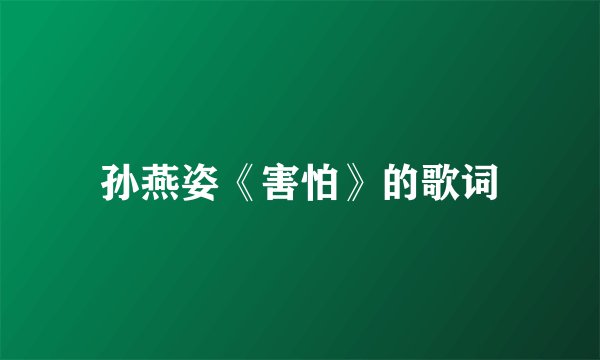 孙燕姿《害怕》的歌词