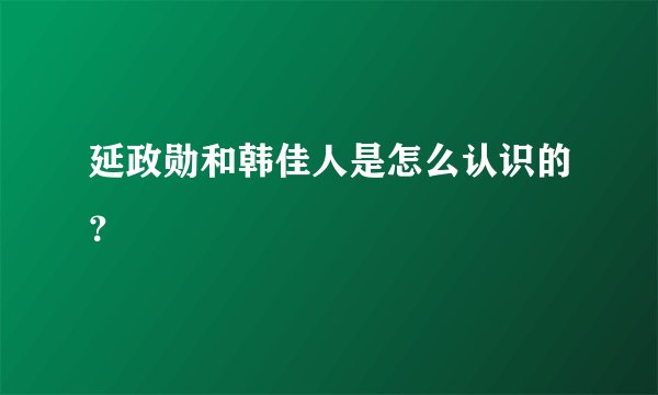 延政勋和韩佳人是怎么认识的？