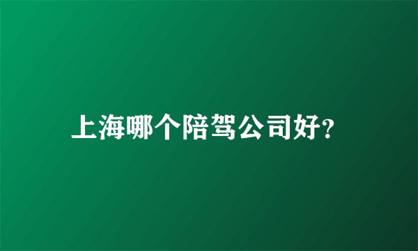 上海哪个陪驾公司好？