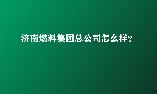 济南燃料集团总公司怎么样？