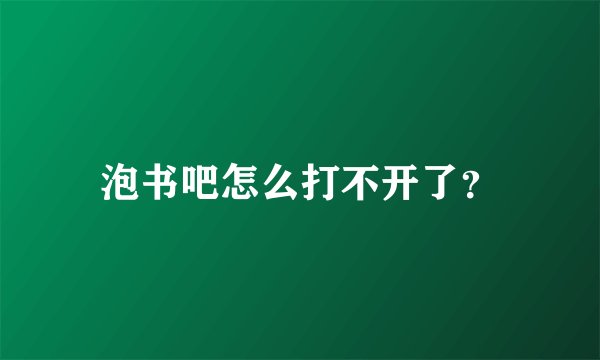 泡书吧怎么打不开了？