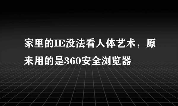家里的IE没法看人体艺术，原来用的是360安全浏览器