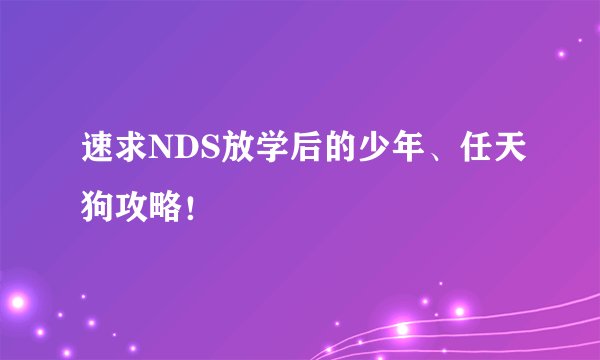 速求NDS放学后的少年、任天狗攻略！