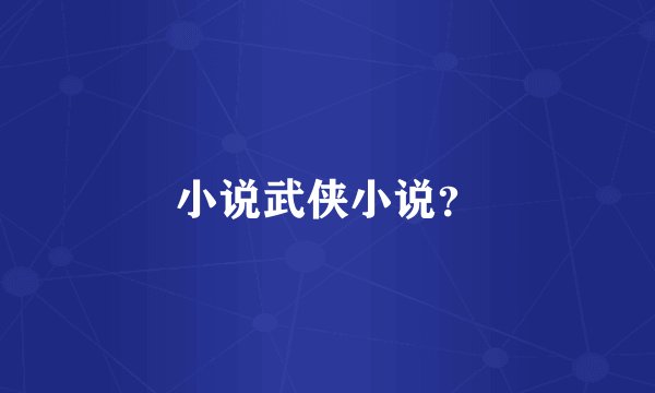 小说武侠小说？