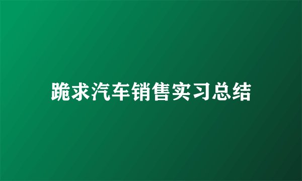 跪求汽车销售实习总结