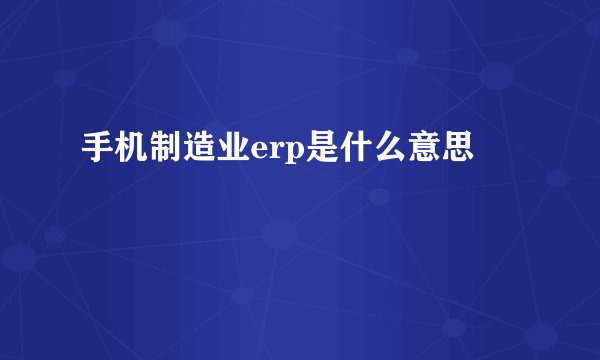 手机制造业erp是什么意思