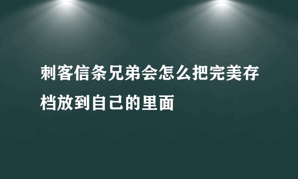 刺客信条兄弟会怎么把完美存档放到自己的里面