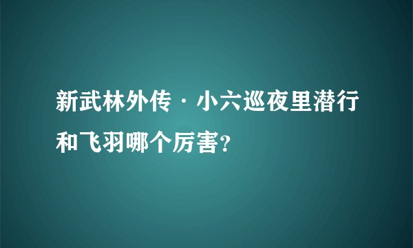 新武林外传·小六巡夜里潜行和飞羽哪个厉害？
