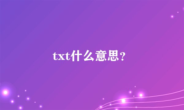 txt什么意思?