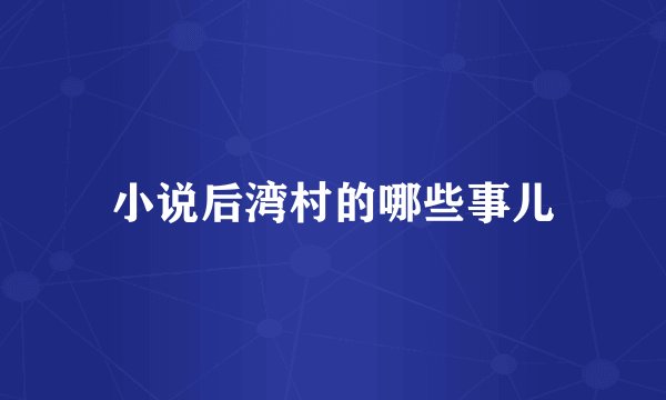 小说后湾村的哪些事儿