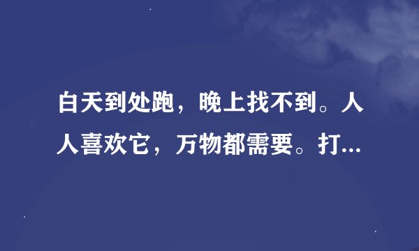 白天到处跑，晚上找不到。人人喜欢它，万物都需要。打一动物？