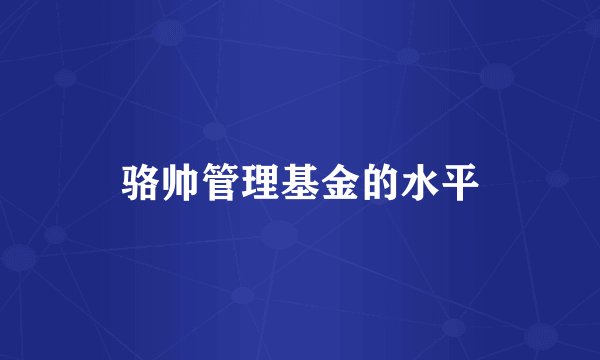 骆帅管理基金的水平