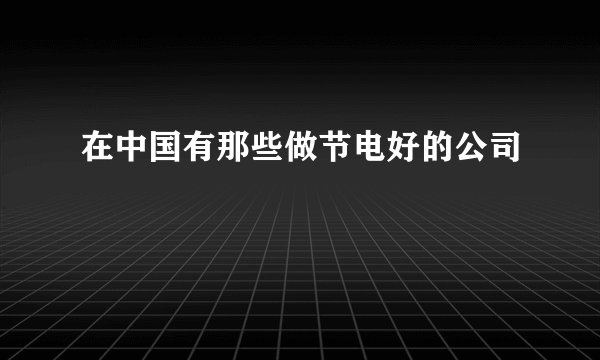 在中国有那些做节电好的公司