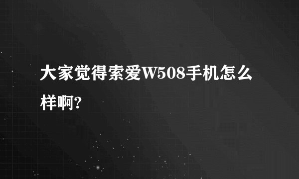 大家觉得索爱W508手机怎么样啊?