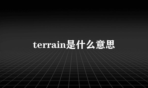 terrain是什么意思