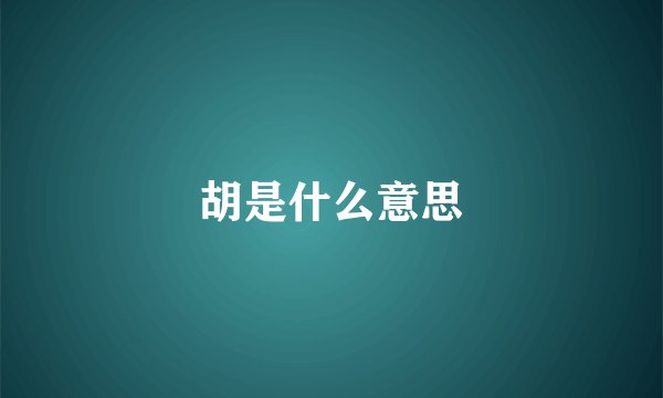 胡是什么意思