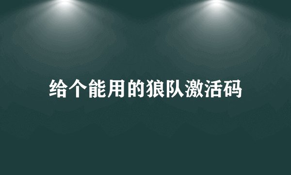 给个能用的狼队激活码