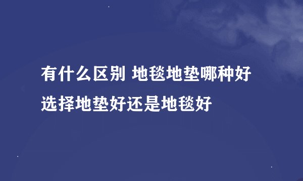 有什么区别 地毯地垫哪种好 选择地垫好还是地毯好