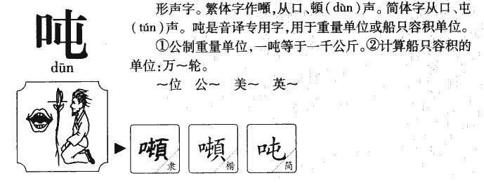 吨这个字的读音怎么读