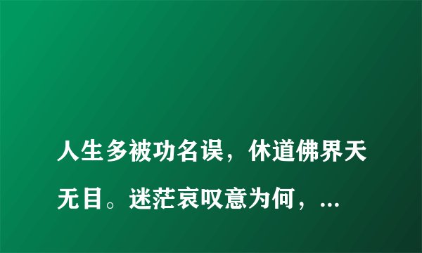 
人生多被功名误，休道佛界天无目。迷茫哀叹意为何，自古圣贤智慧铺。得意休论富与贫，青山处处埋忠骨。百折千回寒冬梅，精神非所利禄出。什么意思？

