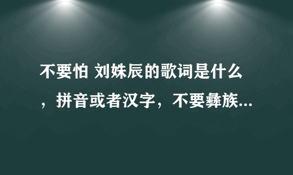 不要怕 刘姝辰的歌词是什么，拼音或者汉字，不要彝族的方言。