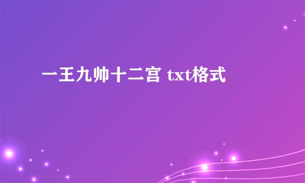 一王九帅十二宫 txt格式