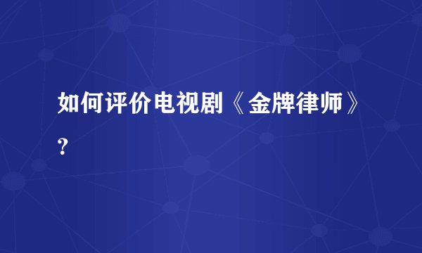 如何评价电视剧《金牌律师》？