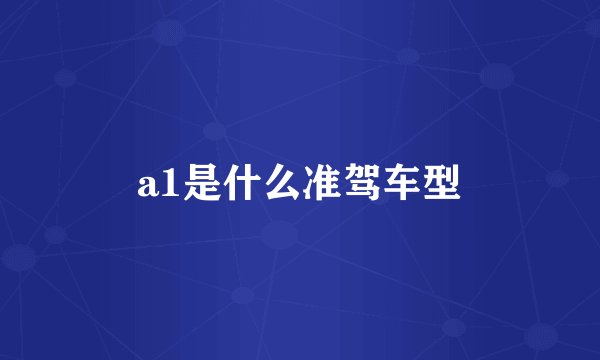 a1是什么准驾车型
