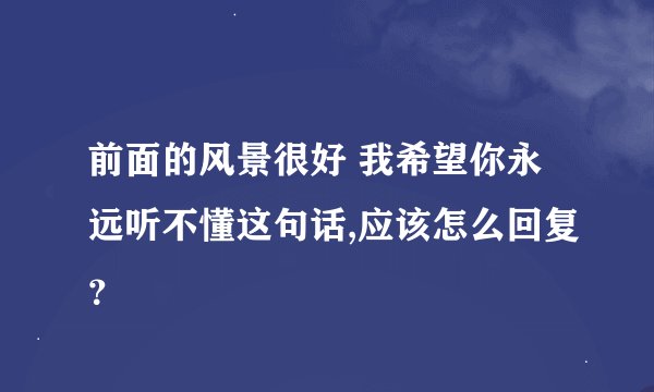 前面的风景很好 我希望你永远听不懂这句话,应该怎么回复？