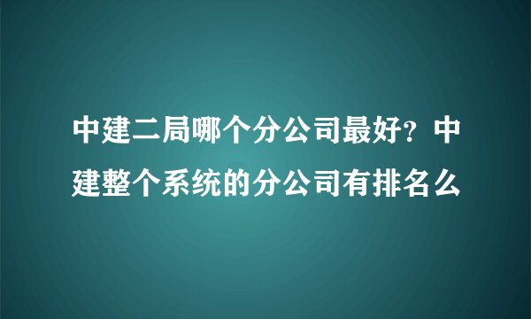 中建二局哪个分公司最好？中建整个系统的分公司有排名么