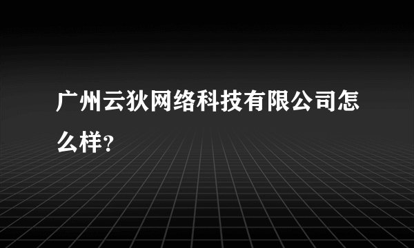 广州云狄网络科技有限公司怎么样？
