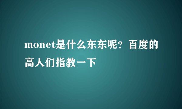 monet是什么东东呢？百度的高人们指教一下