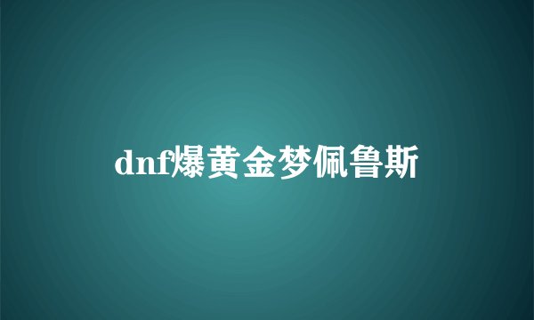 dnf爆黄金梦佩鲁斯