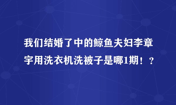 我们结婚了中的鲸鱼夫妇李章宇用洗衣机洗被子是哪1期！？