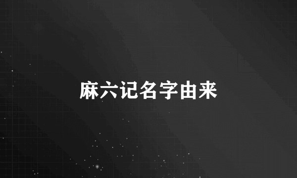 麻六记名字由来