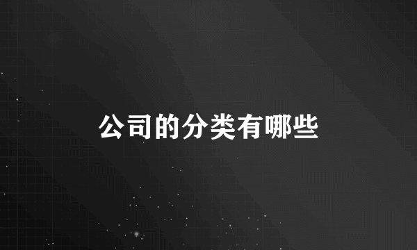公司的分类有哪些