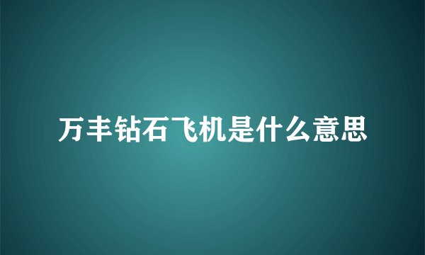 万丰钻石飞机是什么意思